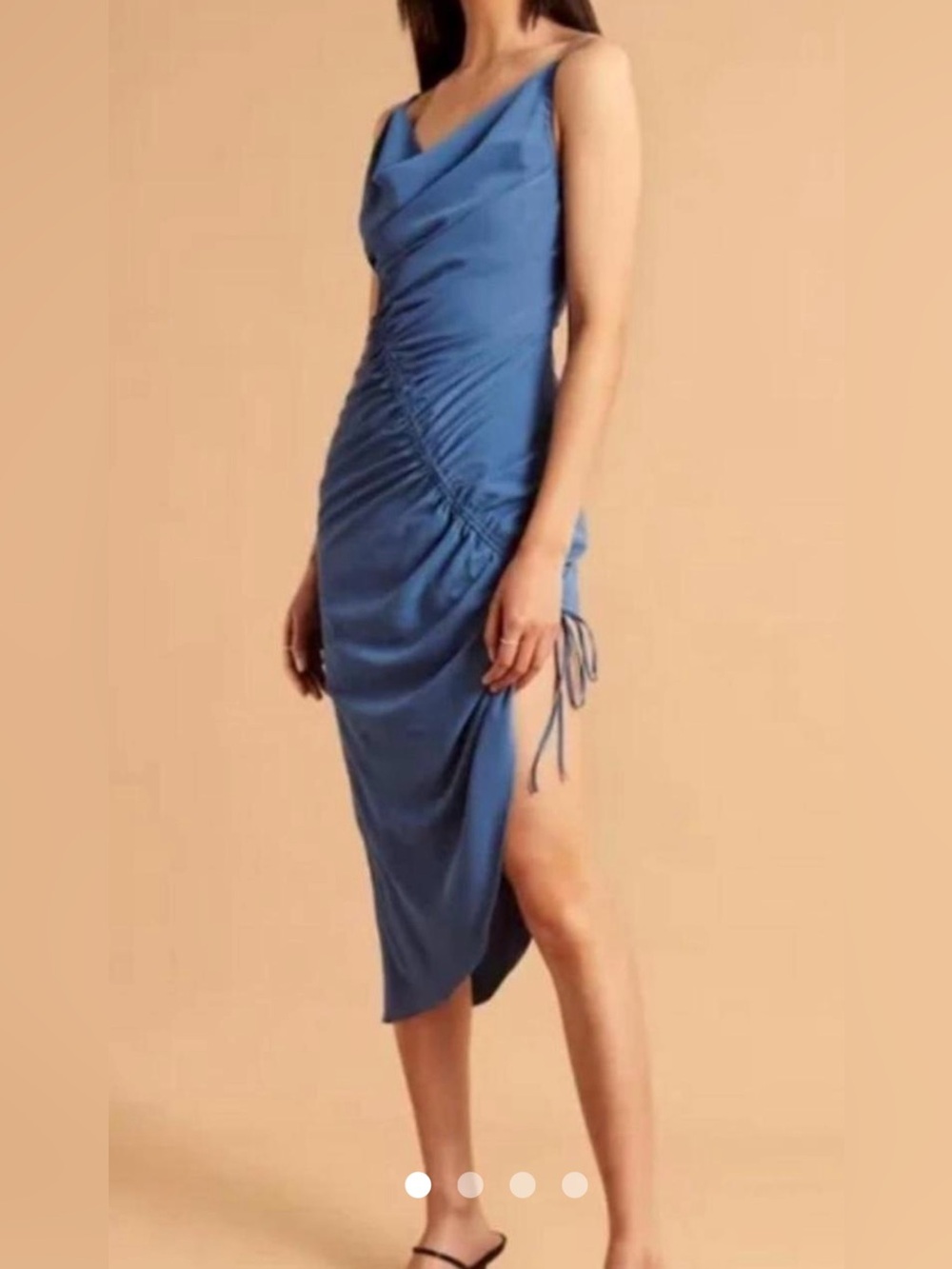 NWT Abercrombie & Fitch Slate Blue Ruched Side-Tie Dress Sz XSP